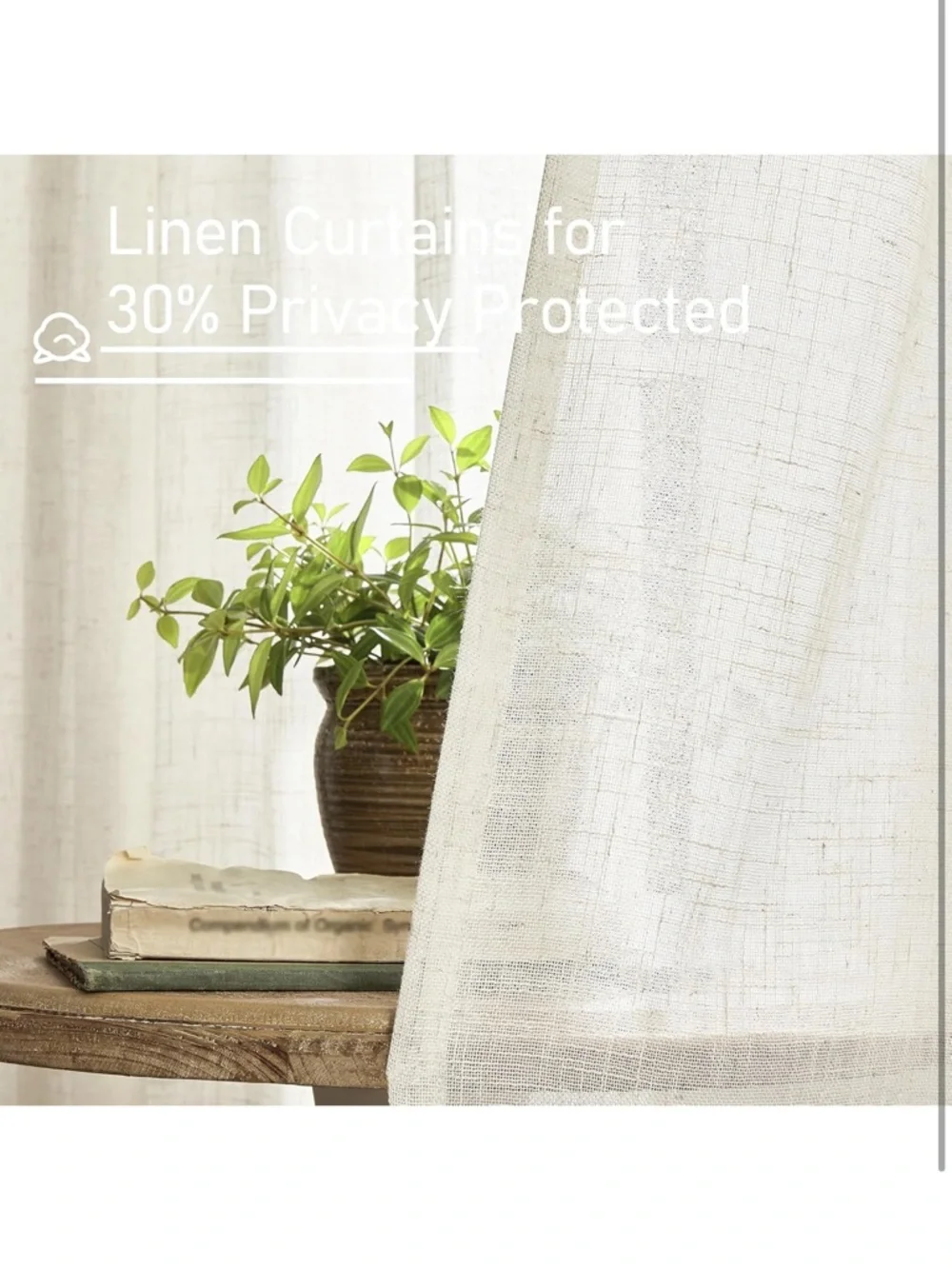 Lamit natural light filtering linen curtains 52 x 90” 2 panels